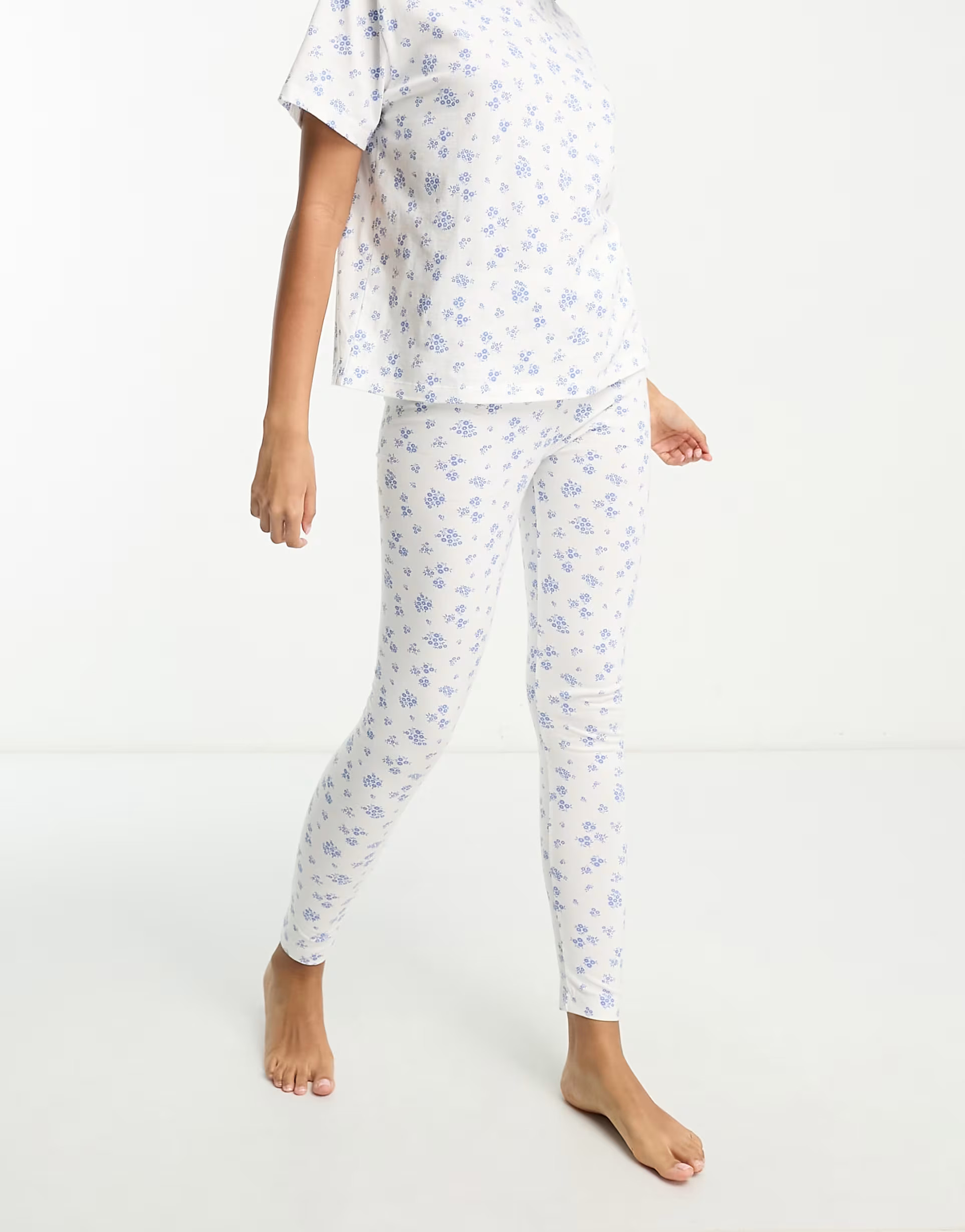 ASOS DESIGN mix & match ditsy floral pajama leggings in white | ASOS (Global)