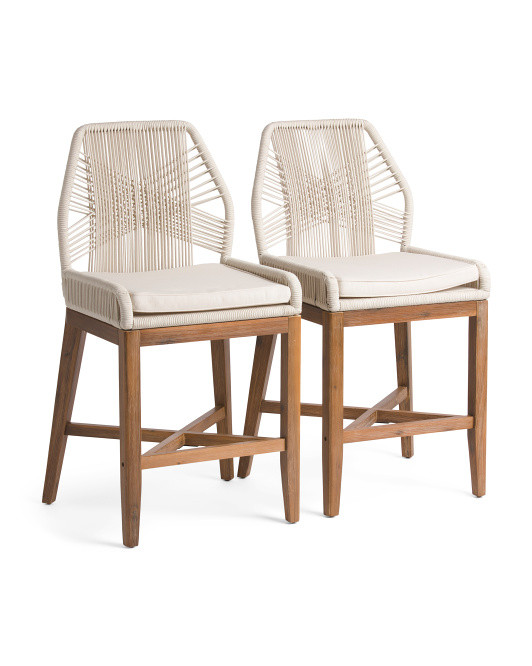 Set Of 2 Indoor Outdoor Rope Cross Weave Counter Stools | TJ Maxx