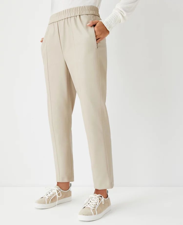 The Petite Faux Leather Pull On Ankle Pant | Ann Taylor (US)