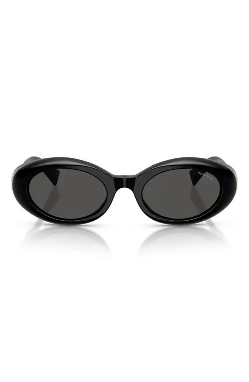 Miu Miu 52mm Oval Sunglasses in Black /Dark Grey at Nordstrom | Nordstrom