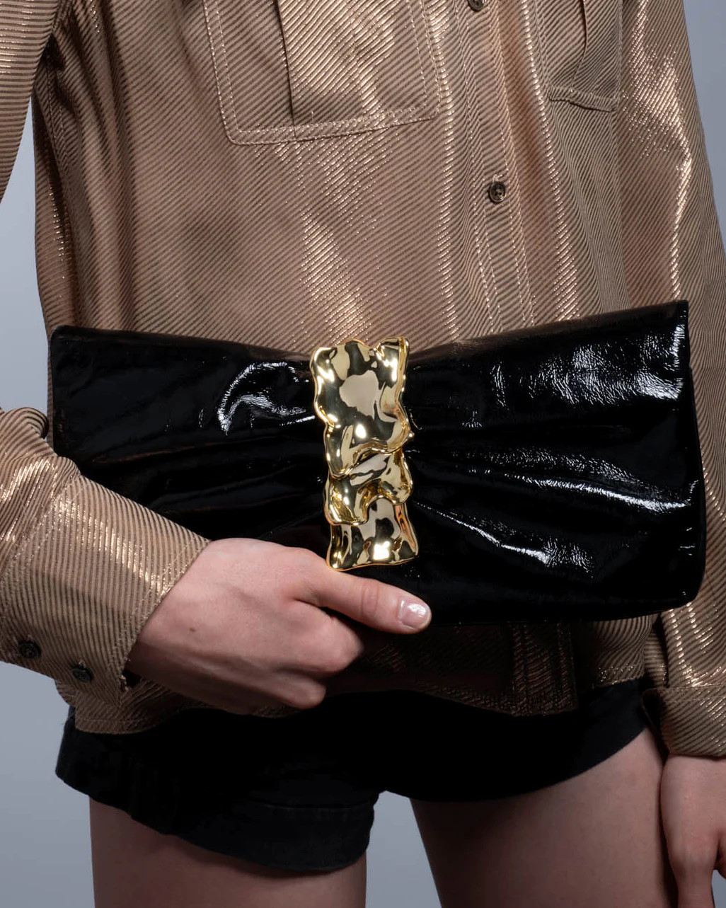 Black and Gold Ribbon Convertible Shoulder Bag | Alexis Bittar | Alexis Bittar