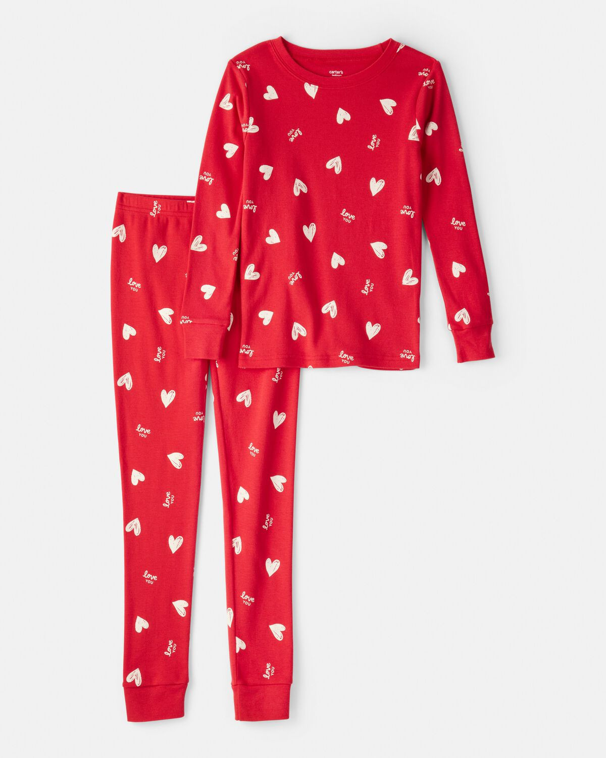 Kid Valentine's Day Heart 100% Cotton Snug Fit 2-Piece Pajamas - Red | Carter's Inc