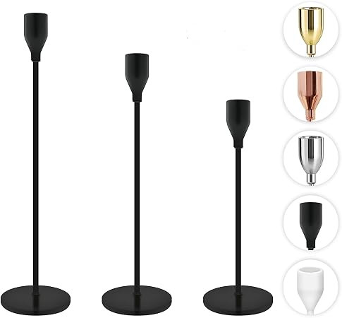 Taper Candle Holders Black Table Decorative Candlestick Holder for Wedding Dinning Party Candle H... | Amazon (US)