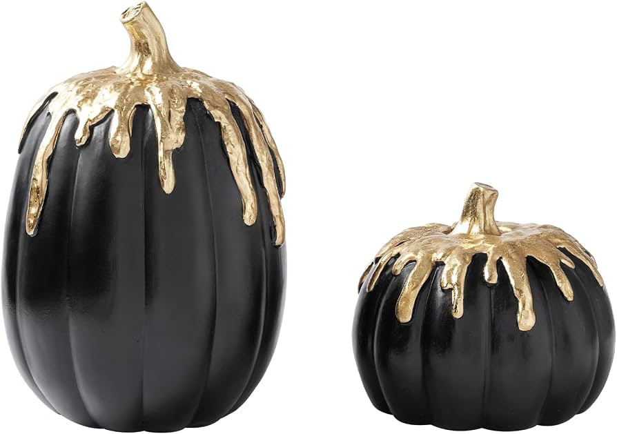 WDS WONDROUS Black and Gold Pumpkins Decoration Halloween and Fall Decor | Amazon (US)