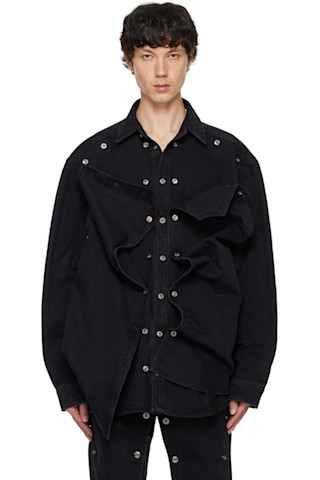 Black Snap Off Denim Shirt | SSENSE