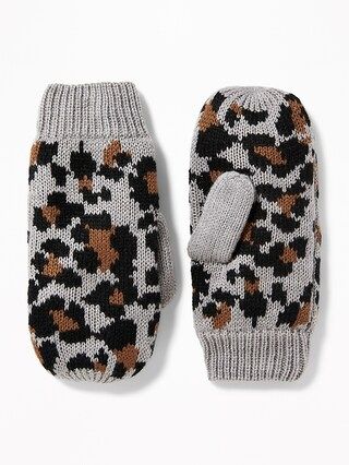 Old Navy Womens Patterned Sweater-Knit Mittens For Women Animal Print Size One Size | Old Navy US