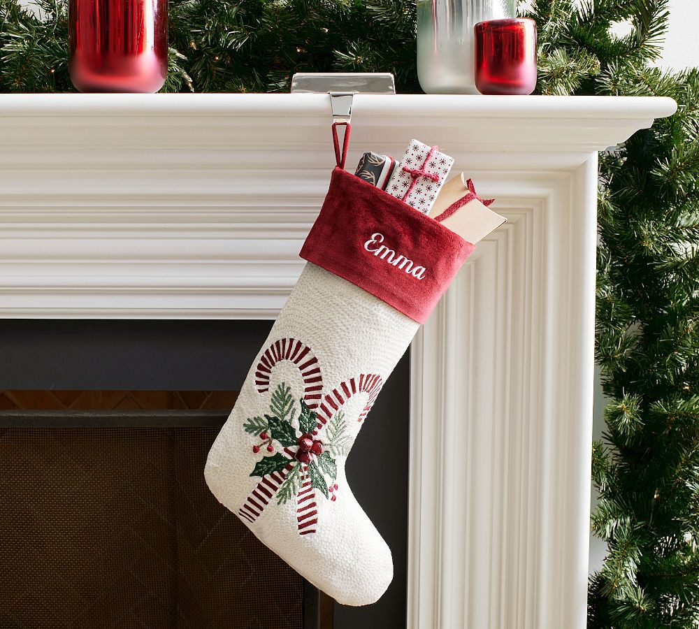 Candy Canes Crewel Stocking | Pottery Barn (US)