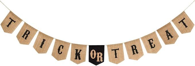 Whaline Halloween Trick or Treat Burlap Banner, Hanging Halloween Banner Home Decor Bunting Flag ... | Amazon (US)