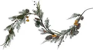 Creative Co-Op Faux Mixed Evergreen Garland with Pinecones, Berries, and Pods, Multicolor | Amazon (US)