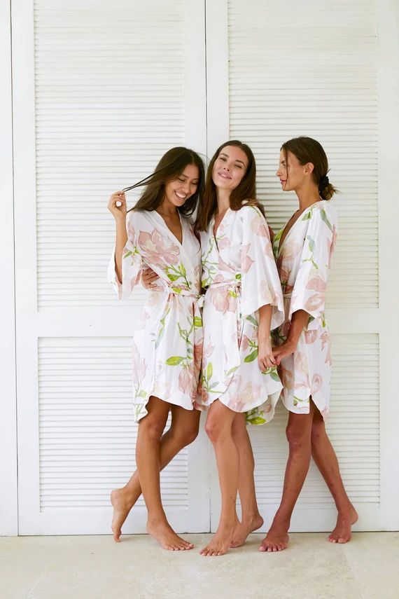 Bridesmaid Robes, Bespoke Kimono Robe, Magnolia MIST, Code: P053 (B) | Etsy (US)