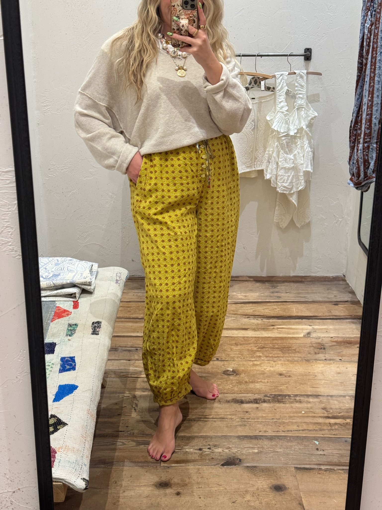 the cutest pj pants you'll want to wear out (and i probably will!) wearing a large. also the softest sweater, wearing a large in that too. 

 #LTKdayinmylife #LTKootd #LTKSeasonal