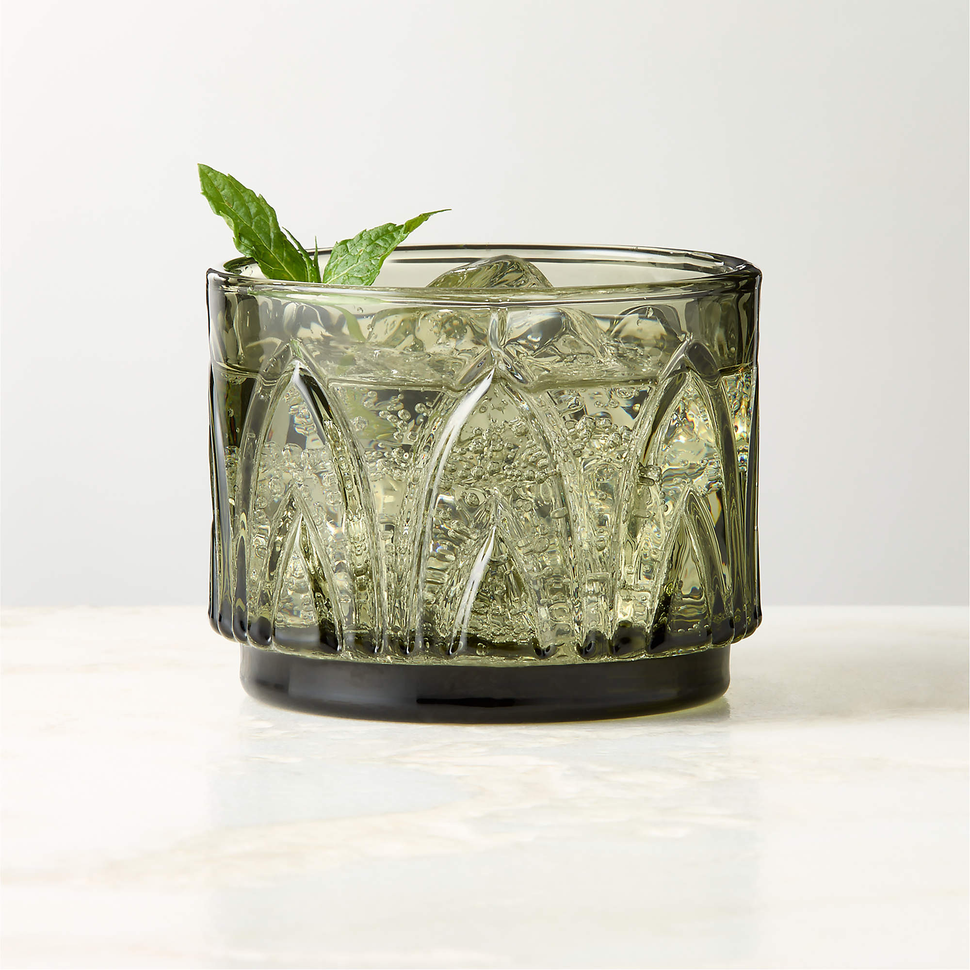 Buchanan Green Stacking Double Old-Fashioned Glass + Reviews | CB2 | CB2