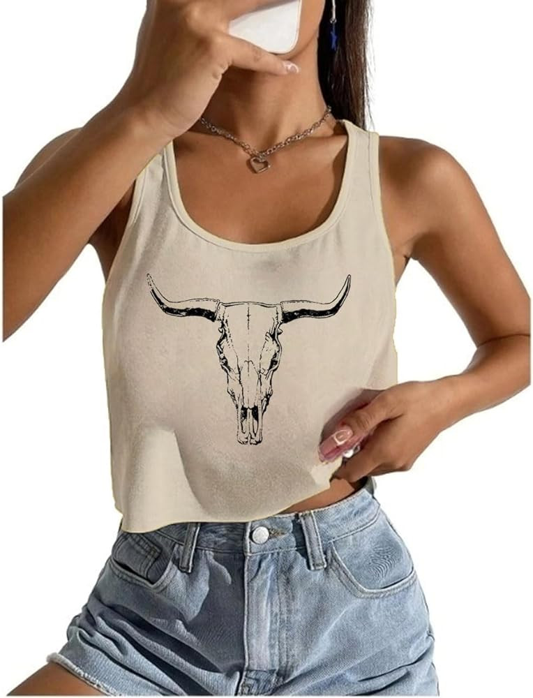 Womens Sexy Crop Tops Loose Fit Cropped Tank Tops for Teen Girls | Amazon (US)