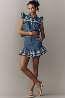 Love The Label Kiki Ruffled Mini Skirt | Anthropologie (US)