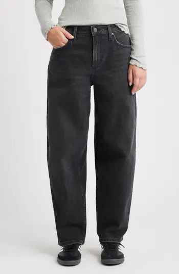 BP. Mid Rise Baggy Barrel Jeans in Washed Black at Nordstrom Rack, Size 32 | Nordstrom Rack