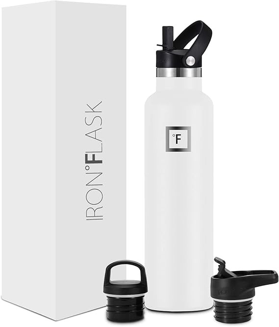 IRON °FLASK Sports Water Bottle - 24 Oz - 3 Lids (Narrow Straw Lid) Leak Proof Vacuum Insulated ... | Amazon (US)