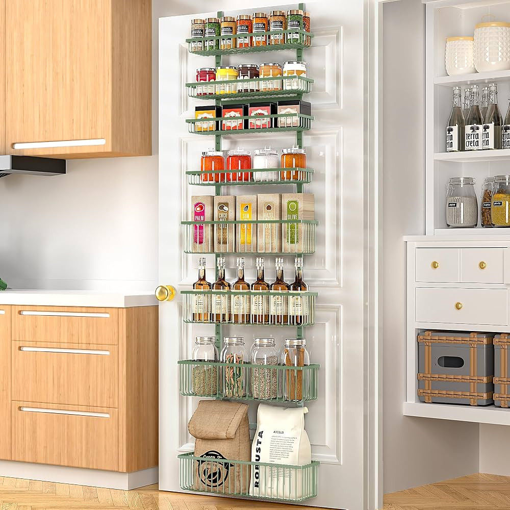 Moforoco Sage Green Over The Door Pantry Organizer, Pantry Door Organizer Shelves, Kitchen Organi... | Amazon (US)