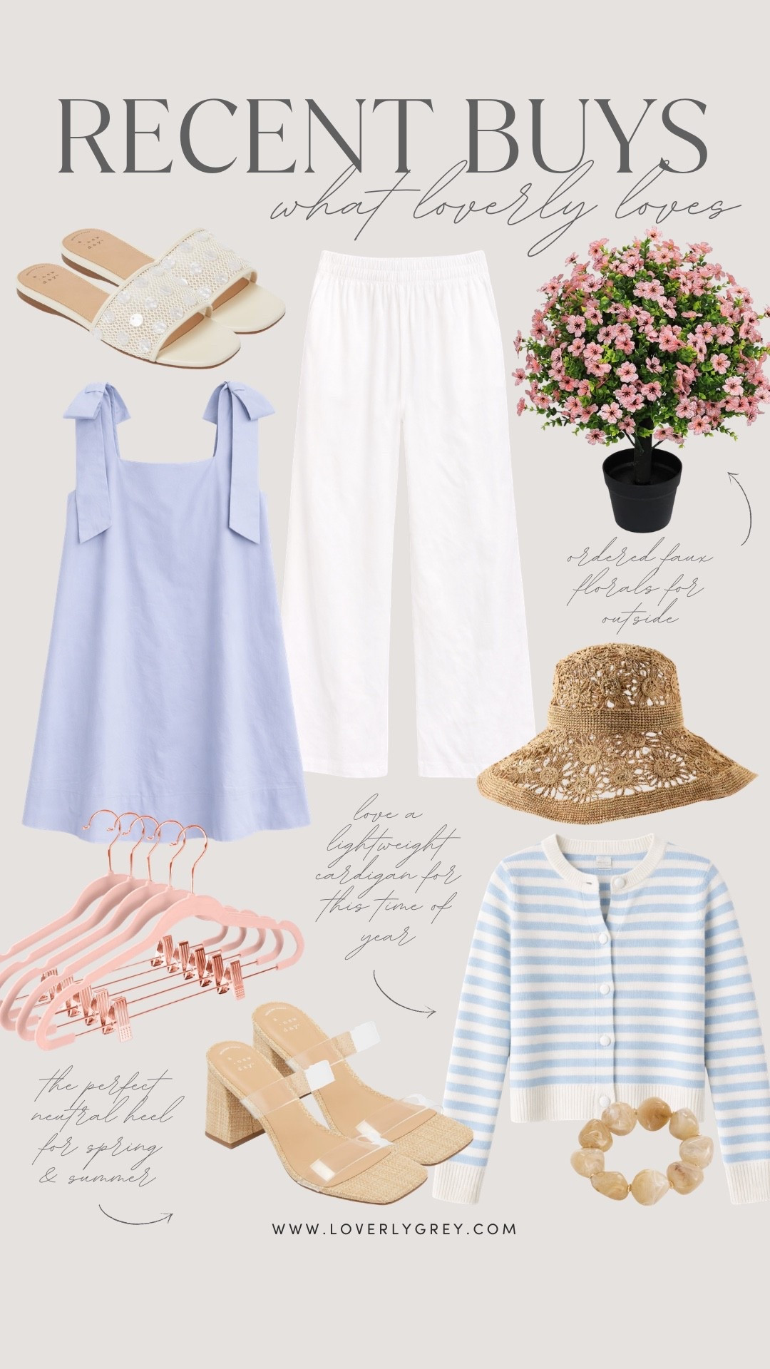 Some things I’ve recently purchased! The striped cardigan I’ve already worn a few times & loved! 

Loverly Grey, recent purchases, spring finds, spring shoes, straw hat, spring dress 

#LTKSeasonal