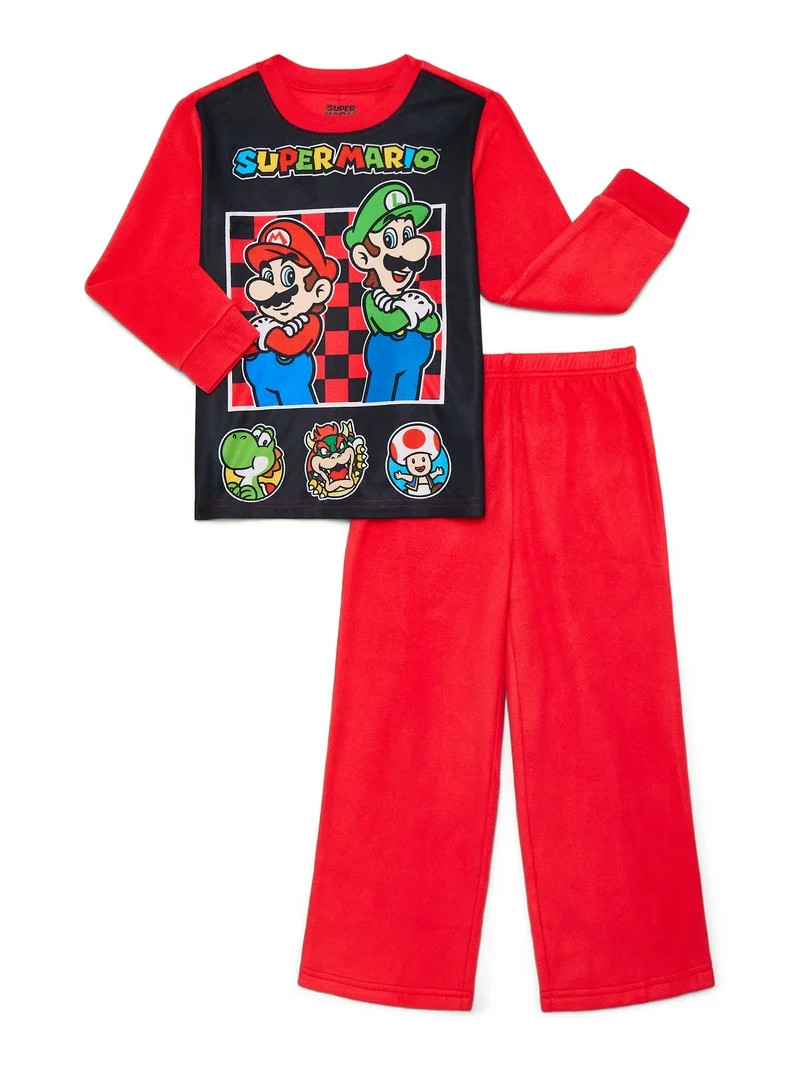 Super Mario Boys Long Sleeve Top and Pants Pajama Set, Sizes 4-16 | Walmart (US)