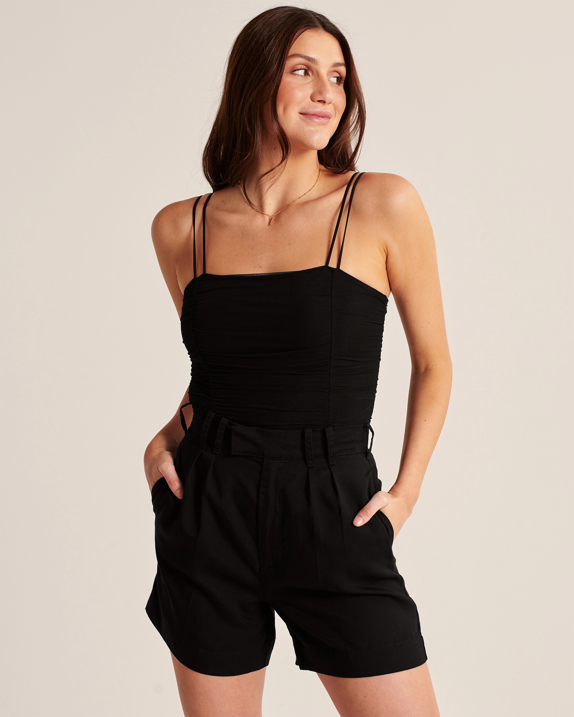 Ruched Mesh Bodysuit | Abercrombie & Fitch (US)
