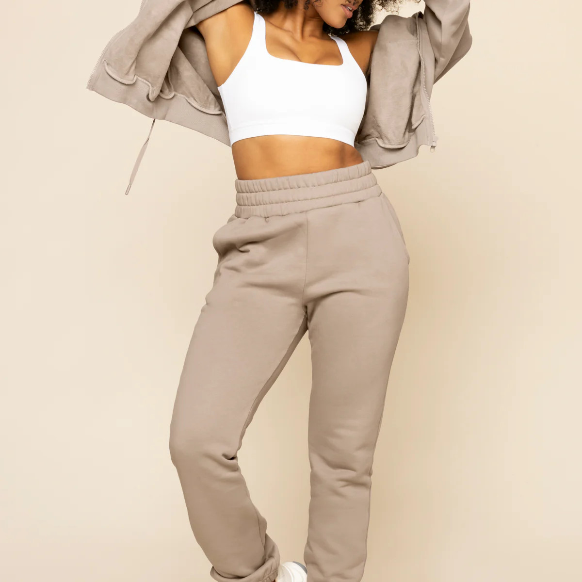 Cloud Rollover Sweatpant - Taupe | POPFLEX