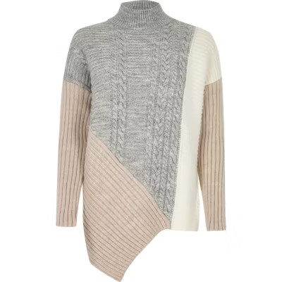 Pink cable knit panel turtleneck jumper | River Island (UK & IE)