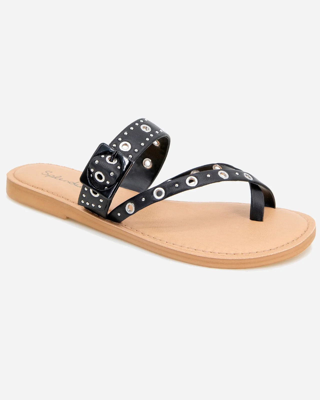 Sutton Stud Sandal in Black | Splendid