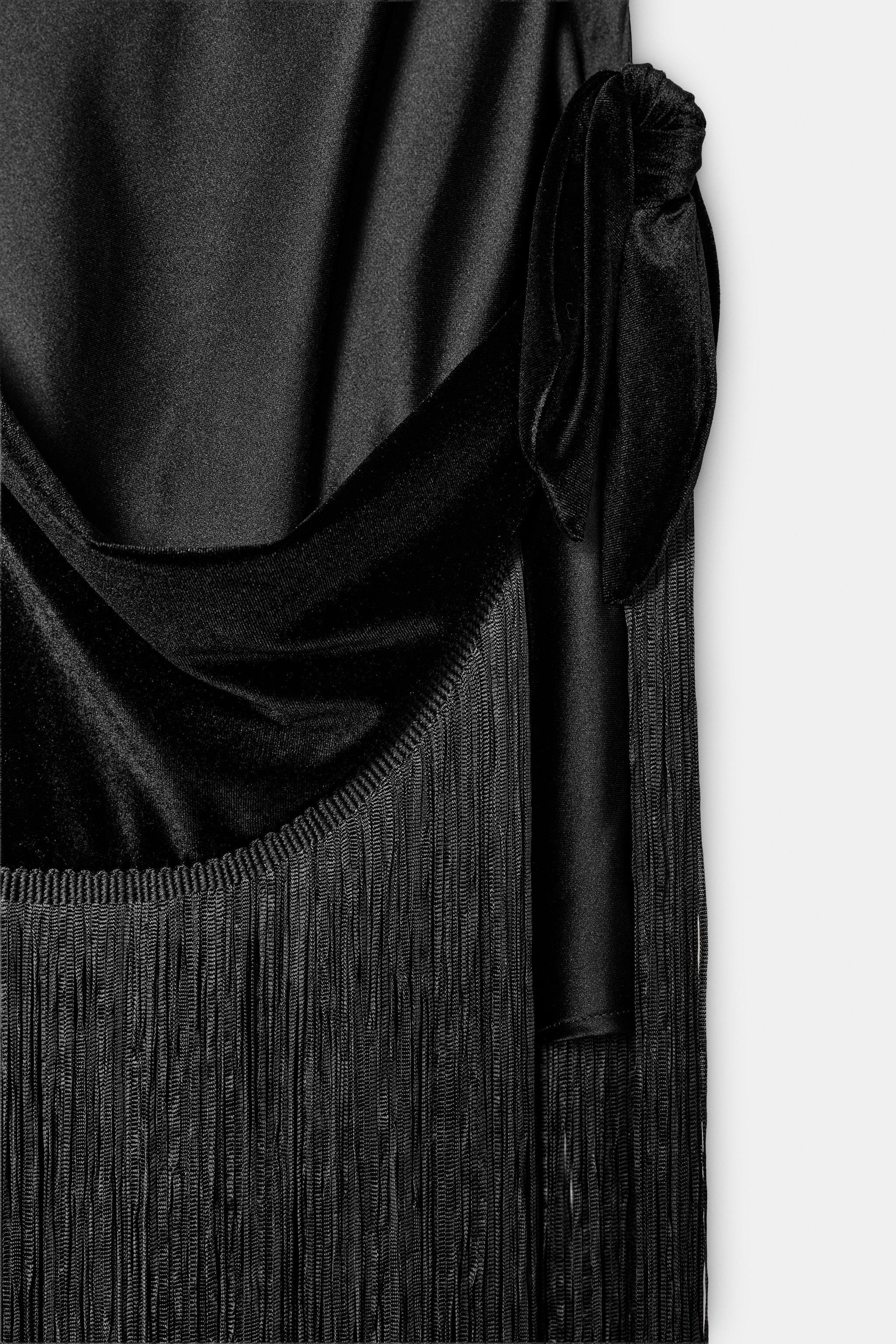 COMBINATION FRINGE LONG DRESS | Zara US