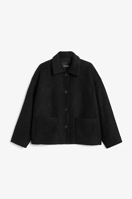 Black textured jacket | Monki