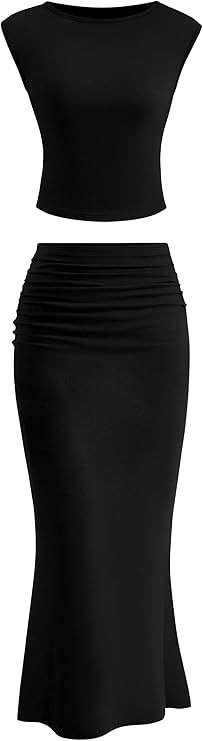 PRETTYGARDEN Skirt Sets Women 2 Piece Outfits Summer Outfits 2026 Going Out Crop Tops Long Maxi S... | Amazon (US)