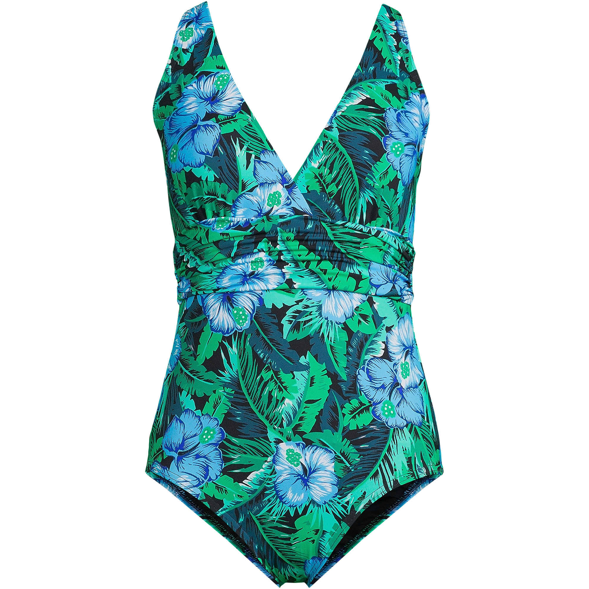 Women's Plus Size Chlorine Resistant Plunge One Piece Swimsuit Convertible Straps | Lands' End (US)