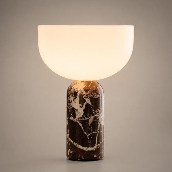Red Marble Table Lamp,Rechargeable Marble Touch Lamp with Acrylic Lampshade,Modern Small Lamps fo... | Amazon (US)