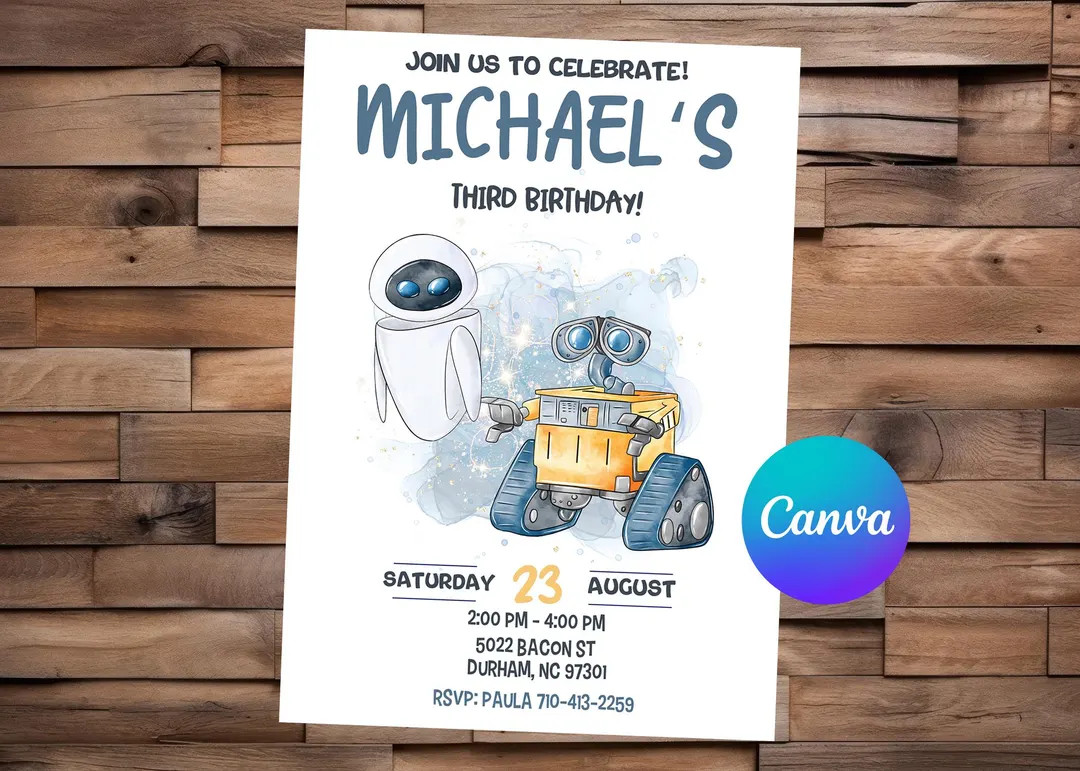 Wall E Invitation Wall E Birthday Wall E Party Wall E Invites Wall E Editable Invitation | Etsy (Global)