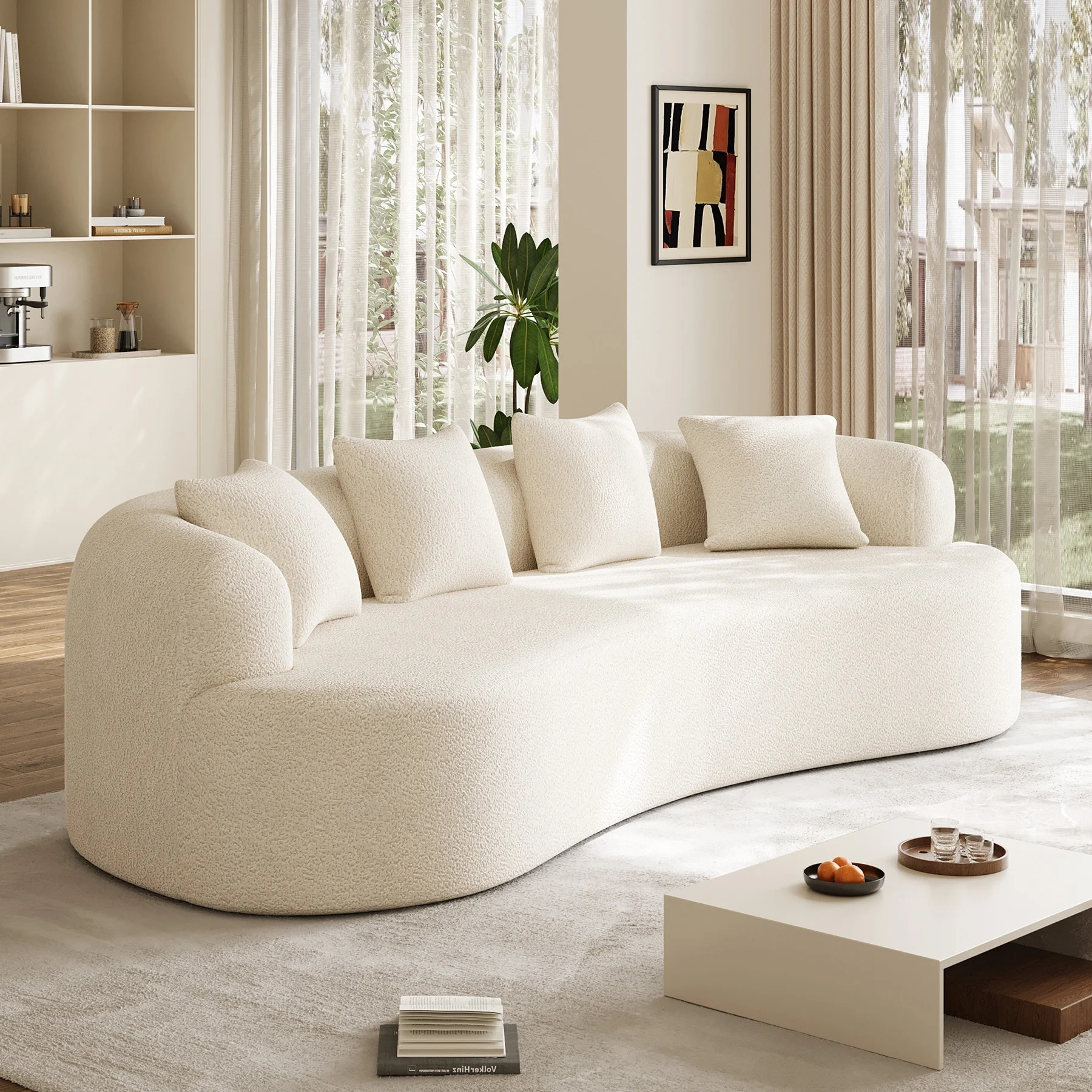 Wiilayok 114.2"Modern Chenille Sofa,Curved Sofa with Deep Seat,Cloud Compression Sofa Couch for L... | Walmart (US)