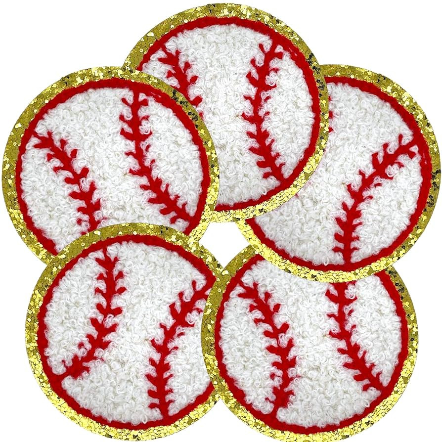 Baseball Iron On Patches, Sports Chenille 5 PCS Baseball Patches, Bulk Softball Sew On Patch Fuzz... | Amazon (US)