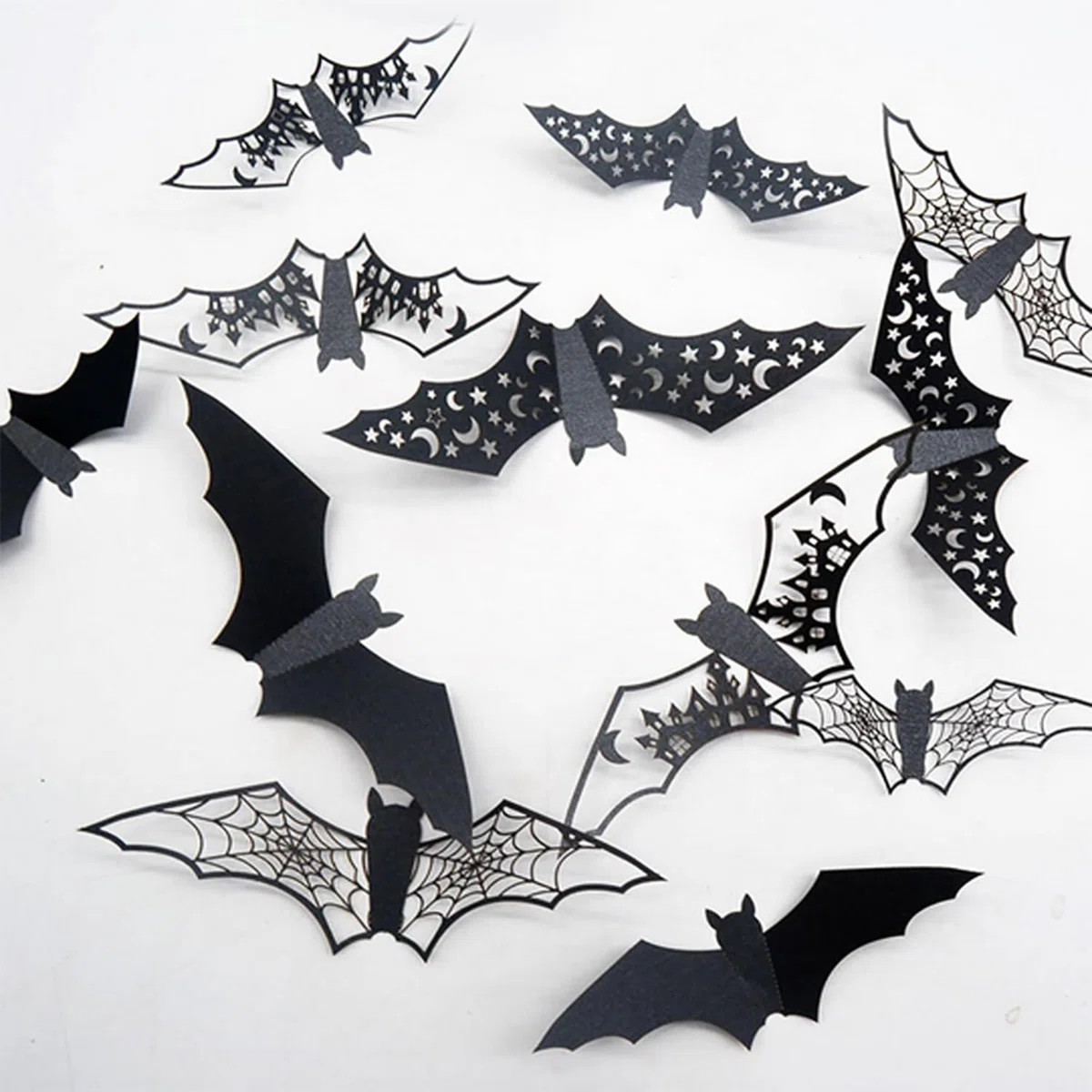 24Pcs Halloween Bats Wall Decorations 3D Horror Black Bats Wall Decor Bat Halloween Wall Stickers... | Wayfair North America