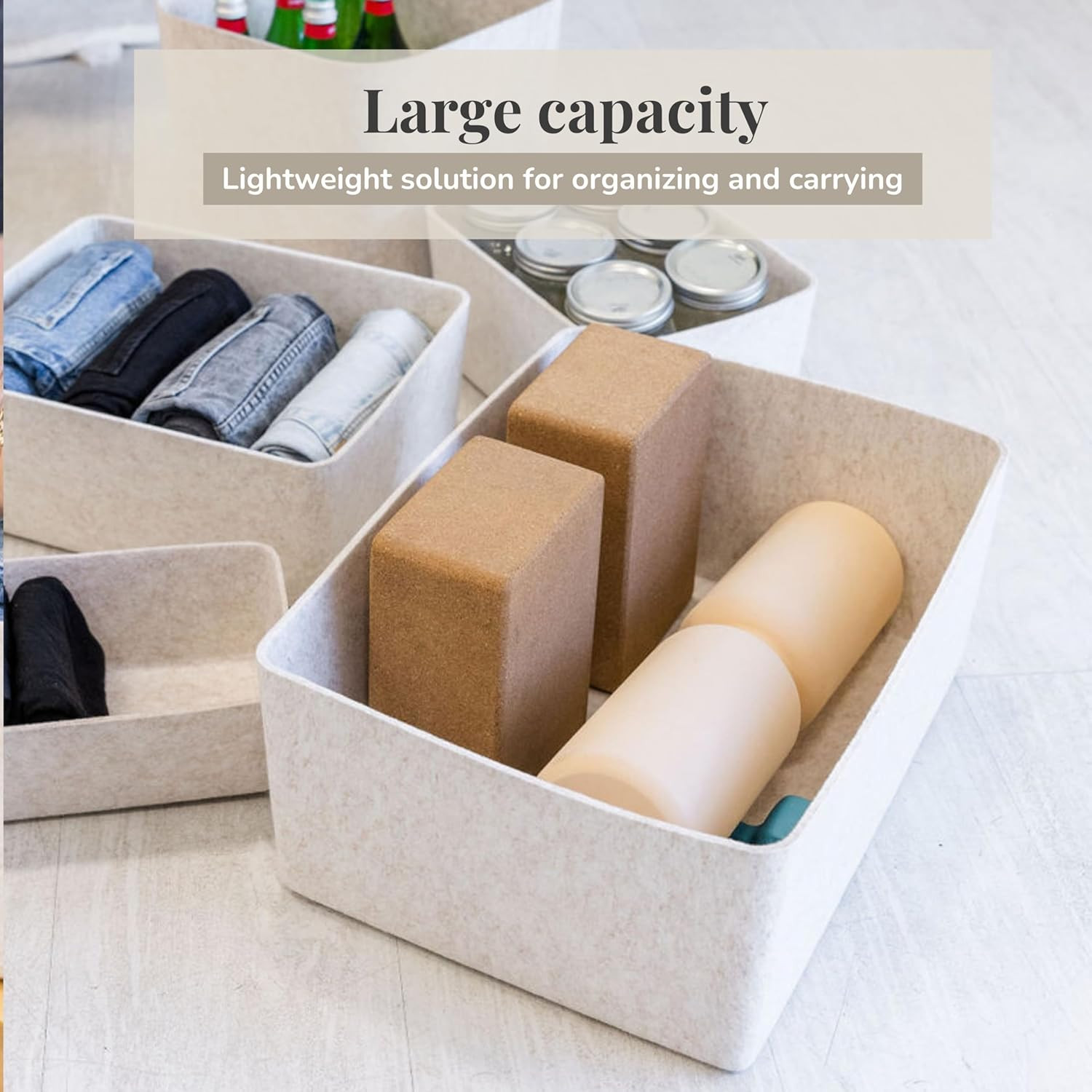 SortJoy The XL Sculpted Bins Set of 3 Storage Bin Felt Storage Basket Drawer Organizer Bins Box T... | Amazon (US)