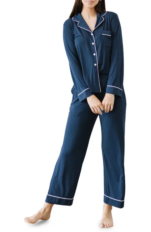 Cozy Earth Long Sleeve Knit Pajamas in Navy at Nordstrom, Size X-Small | Nordstrom