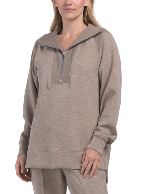 Brushed Half Zip Tunic Sweatshirt | TJ Maxx