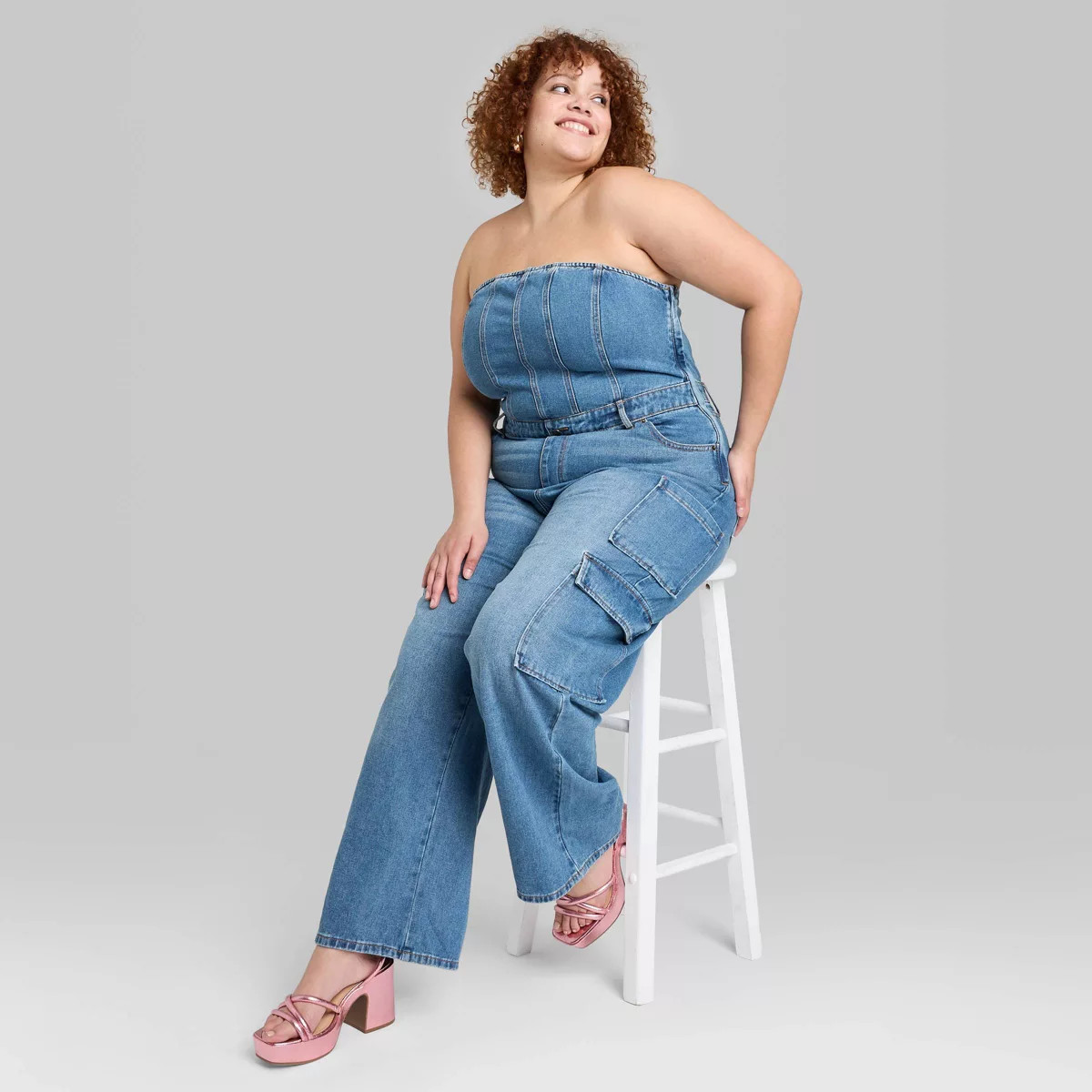 Women's Tube Cargo Denim Jumpsuit - Wild Fable™ | Target