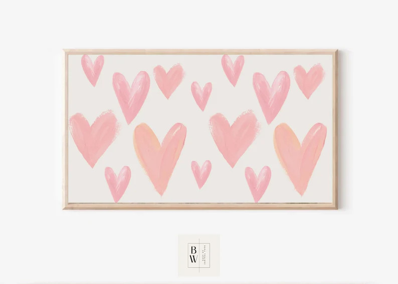 Samsung Frame TV Art Valentine's Day Frame TV Art Pale Hearts Digital Download Art for Samsung Fr... | Etsy (US)