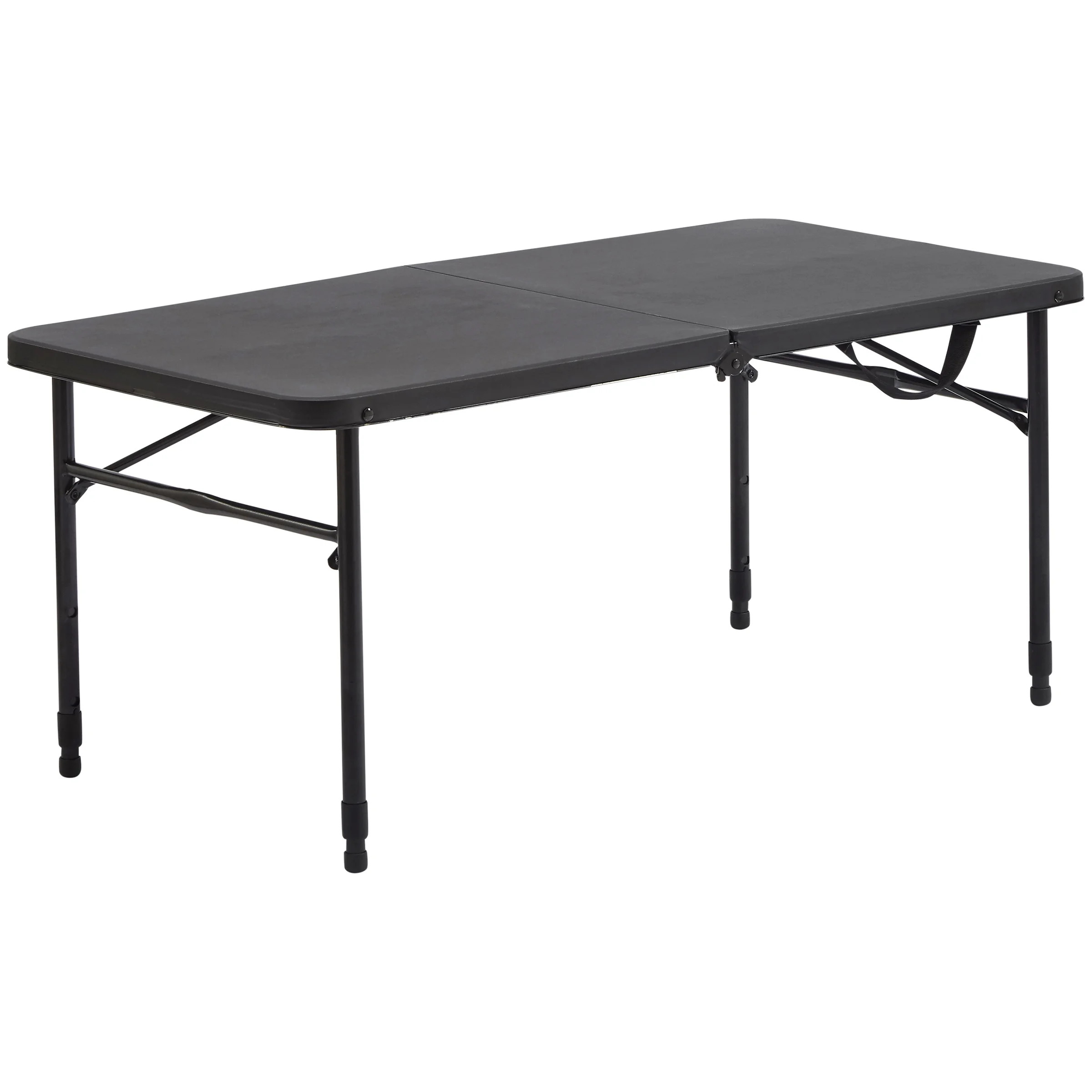Mainstays 40" Plastic Adjustable Height Fold-in-Half Folding Table, Rich Black | Walmart (US)