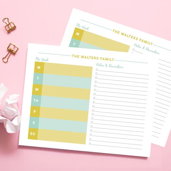 Personalized Weekly Family Planner | Joy Creative Shop