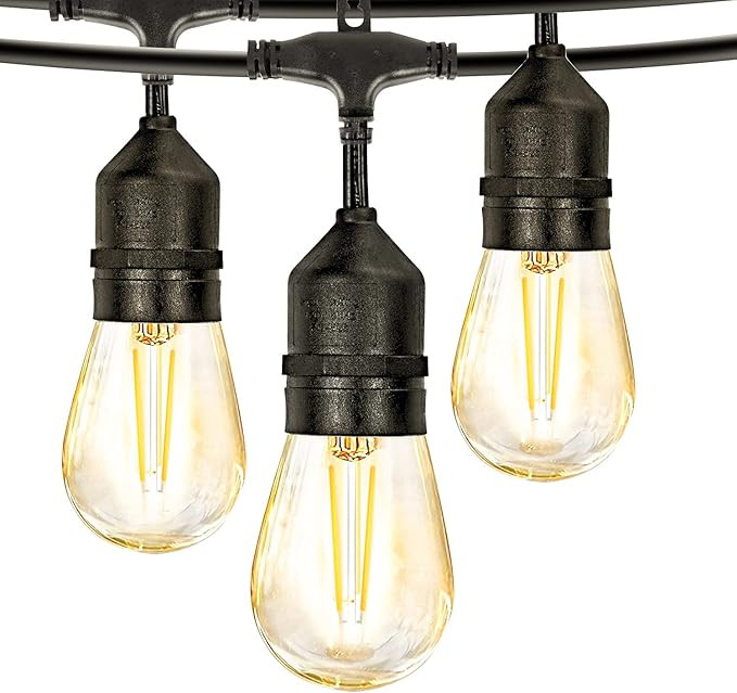 Aialun LED Outdoor String Lights, 48FT with 2W Dimmable Edison Vintage Plastic Bulbs and Commerci... | Amazon (US)