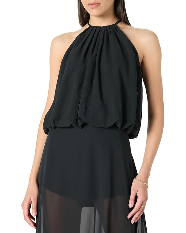 The Drop Women's Kory Shirred Neck Chiffon Halter Bubble Top | Amazon (US)
