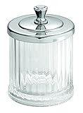 iDesign Alston Bathroom Vanity Canister Jar for Cotton Balls, Swabs, Cosmetic Pads - Clear/Chrome | Amazon (US)