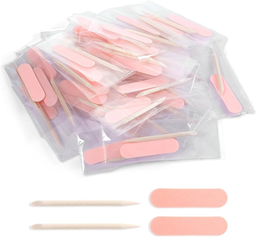 40 Pack Mini Nail File Disposable Manicure Kit Individually Package with Wooden Cuticle Pusher St... | Amazon (US)