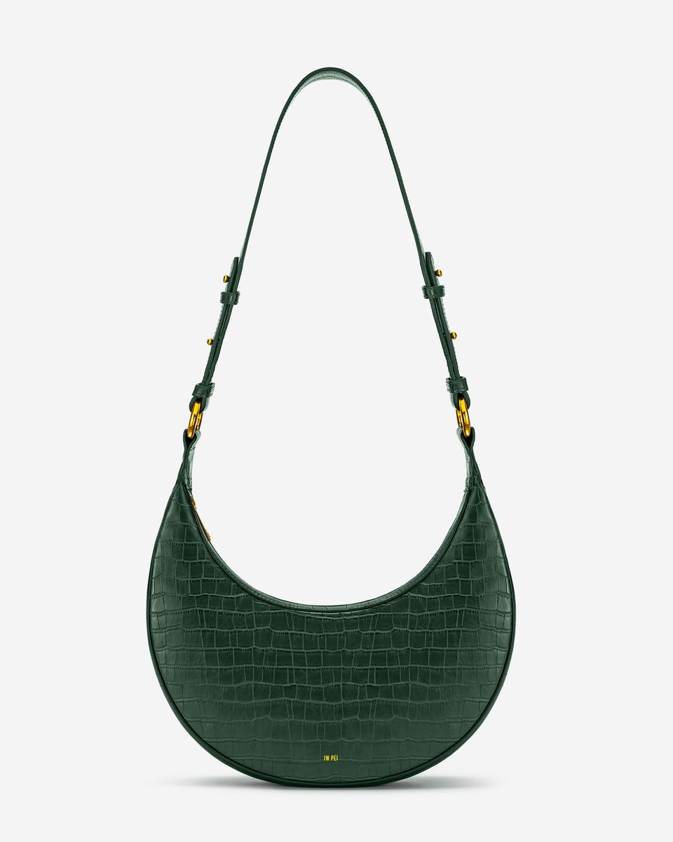 Carly Saddle Bag - Dark Green Croc | JW PEI US
