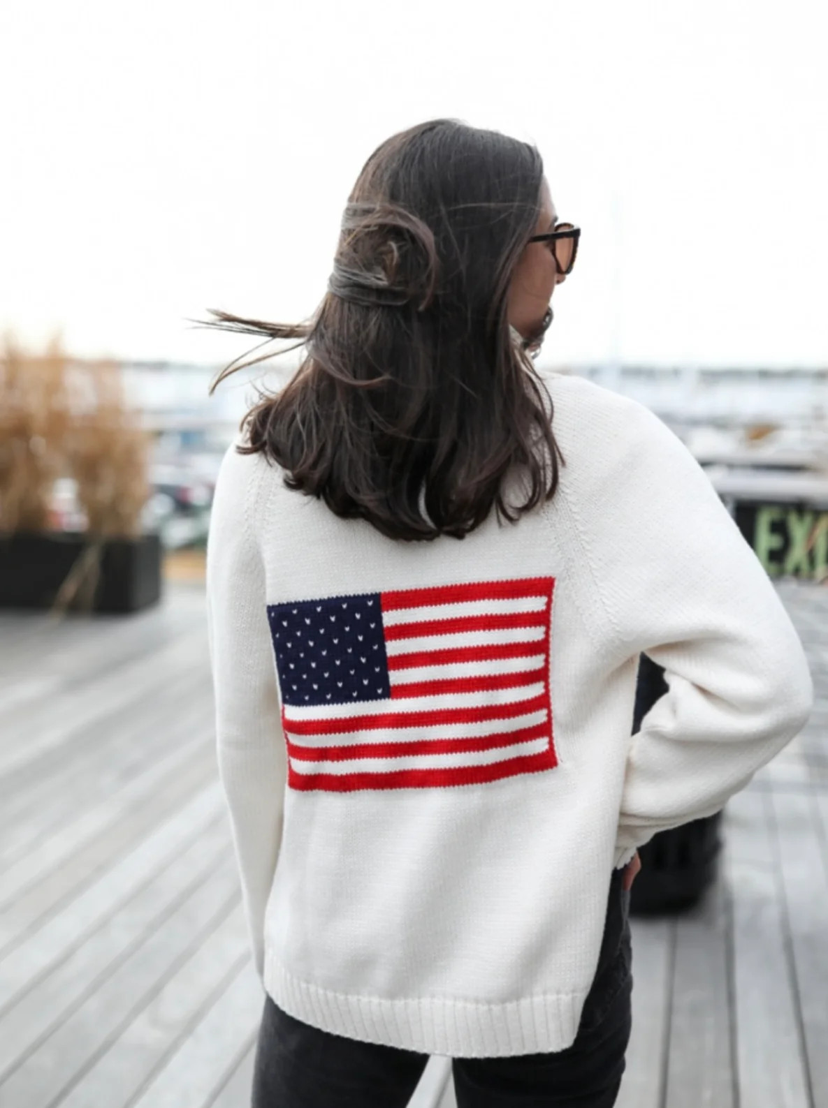 Intarsia Shawl Flag Cardigan | navyBLEU LLC