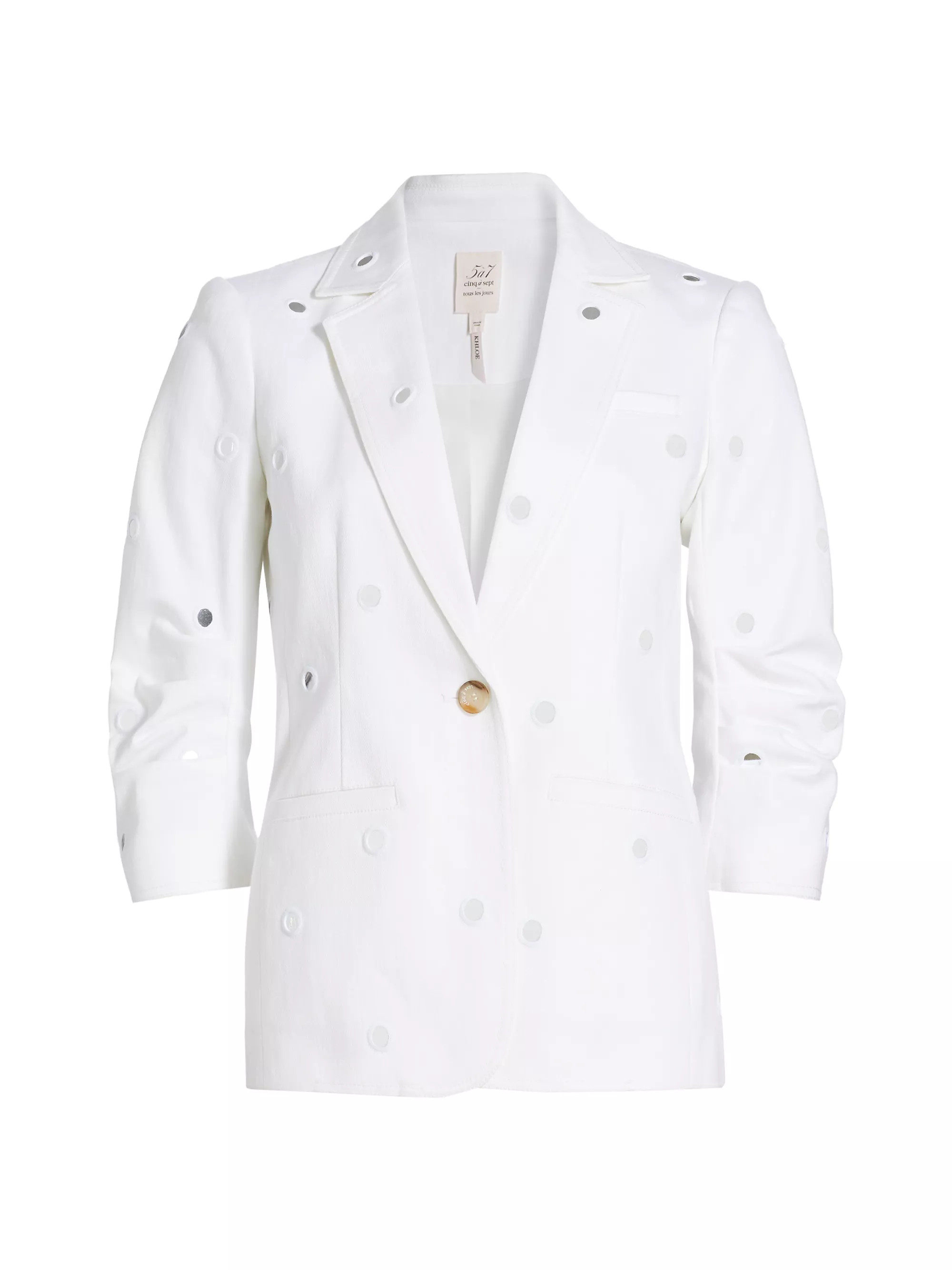 Khloe Mirror-Embellished Denim Blazer | Saks Fifth Avenue